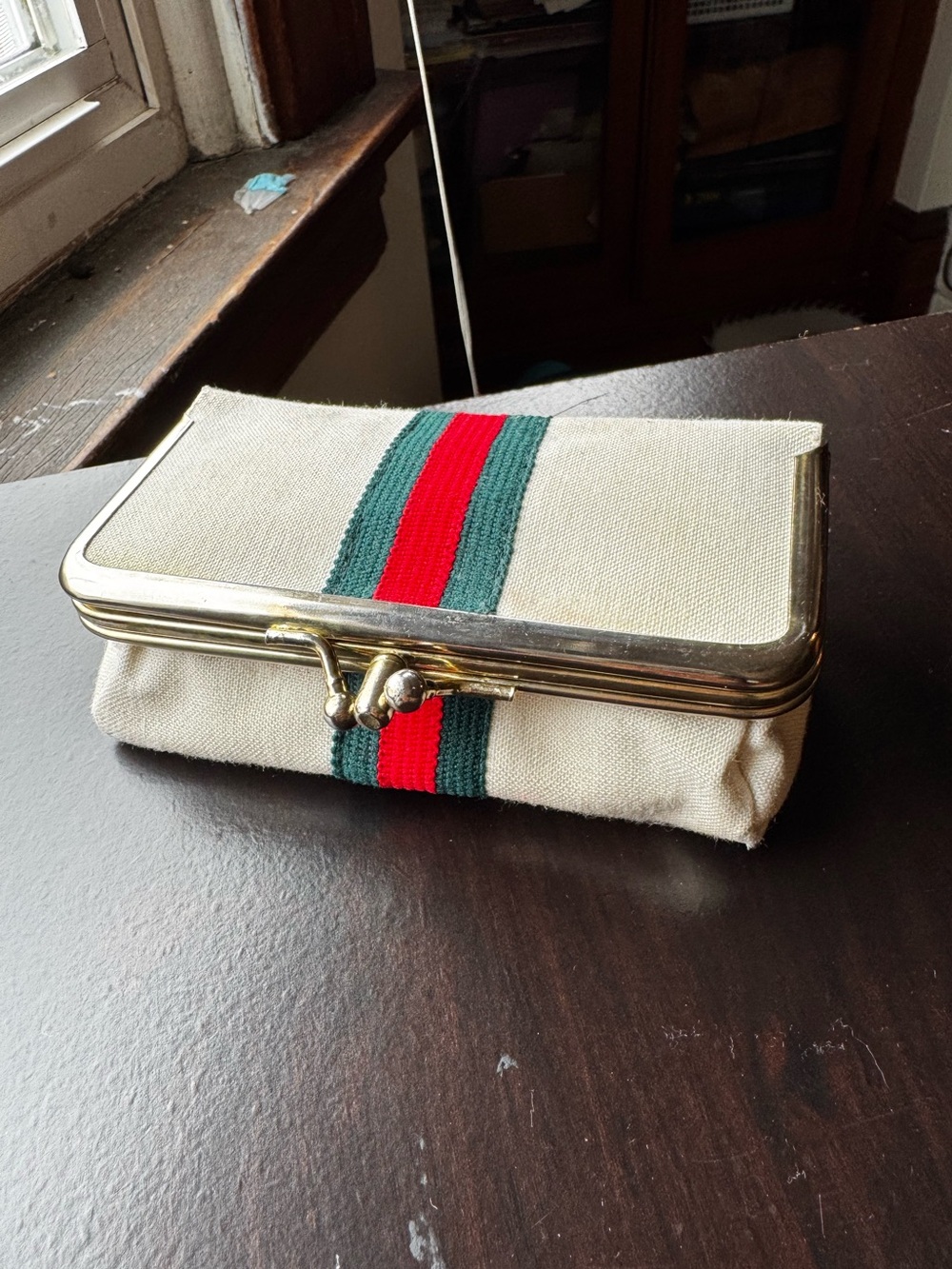 Vintage 1960s Gucci stripe sewing kit